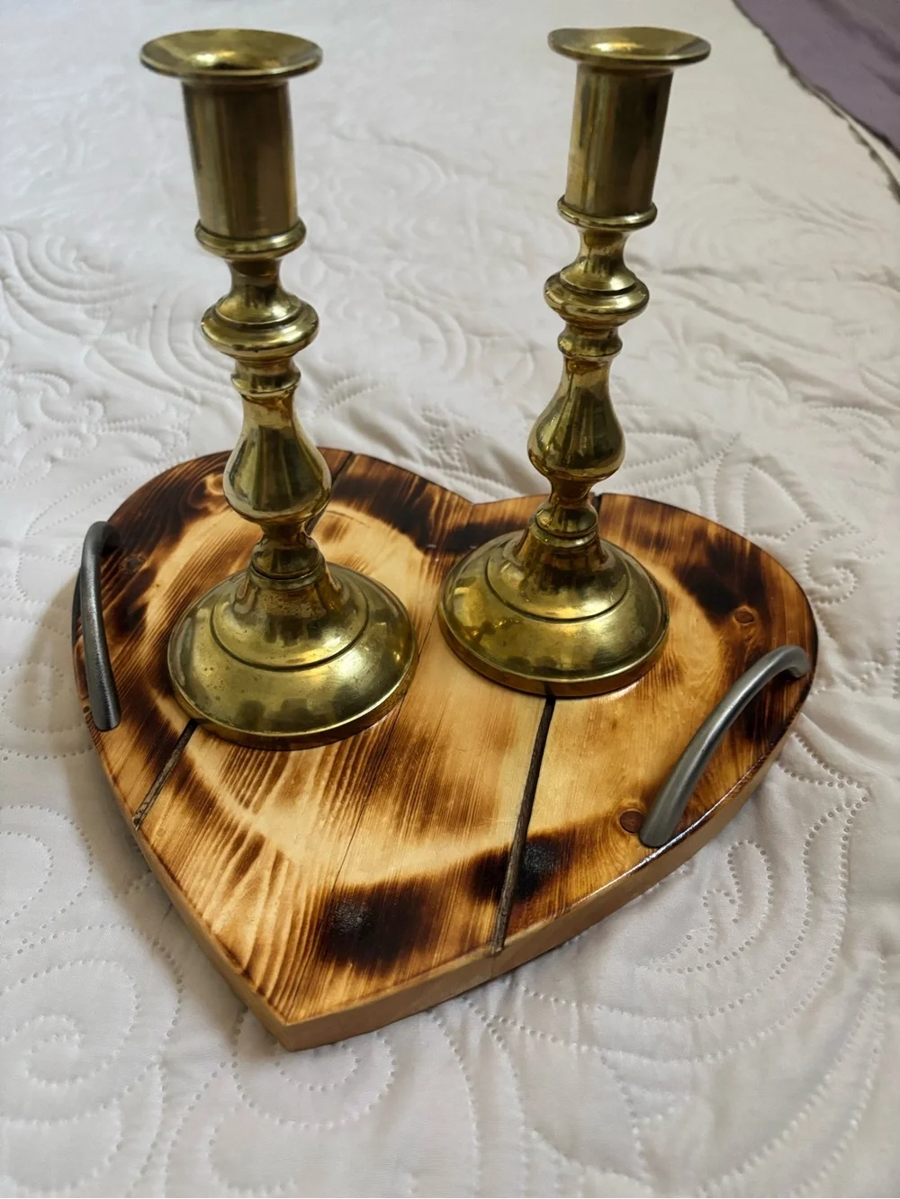 Antique English Brass Candlestick holder set of two